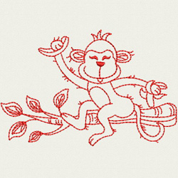 Redwork Playful Monkey 08(SM) machine embroidery designs