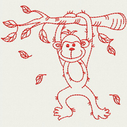 Redwork Playful Monkey 09(SM)