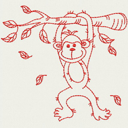 Redwork Playful Monkey 09(SM) machine embroidery designs