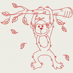 Redwork Playful Monkey 09(Md) machine embroidery designs