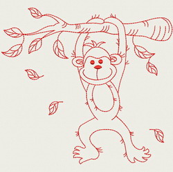 Redwork Playful Monkey 09(Lg) machine embroidery designs