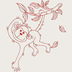 Redwork Playful Monkey 10(Lg) machine embroidery designs