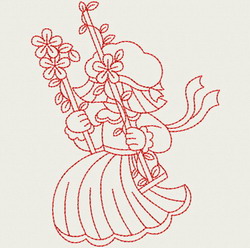 Redwork Swing Sunbonnets 01(Md) machine embroidery designs