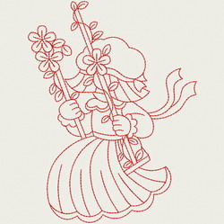 Redwork Swing Sunbonnets 01(Lg) machine embroidery designs