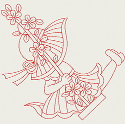 Redwork Swing Sunbonnets 03(Lg) machine embroidery designs