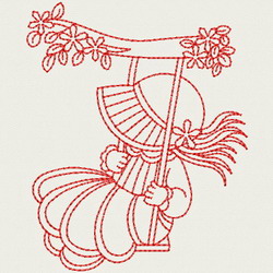 Redwork Swing Sunbonnets 05(Sm) machine embroidery designs