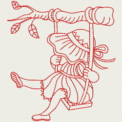 Redwork Swing Sunbonnets 06(Sm) machine embroidery designs