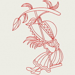Redwork Swing Sunbonnets 07(Md) machine embroidery designs
