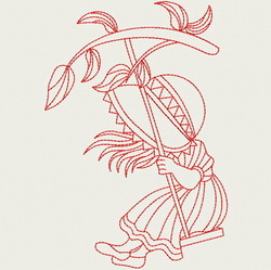 Redwork Swing Sunbonnets 07(Lg) machine embroidery designs