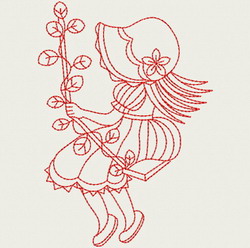 Redwork Swing Sunbonnets 08(Md) machine embroidery designs