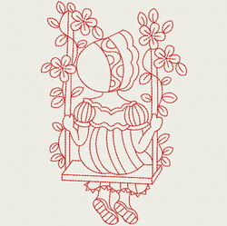Redwork Swing Sunbonnets 10(Lg) machine embroidery designs