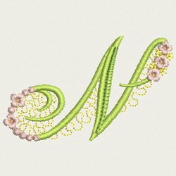 Flower Alphabet-N machine embroidery designs