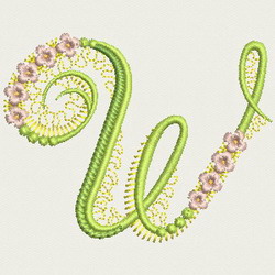 Flower Alphabet-W machine embroidery designs