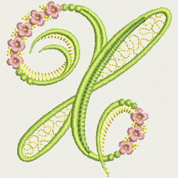 Flower Alphabet-X machine embroidery designs