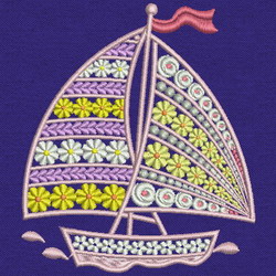 Fancy Sailing Boat 01 machine embroidery designs