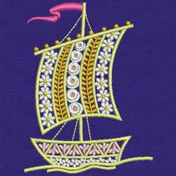 Fancy Sailing Boat 02 machine embroidery designs