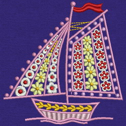 Fancy Sailing Boat 03 machine embroidery designs