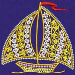 Fancy Sailing Boat 04 machine embroidery designs