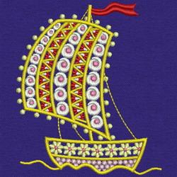 Fancy Sailing Boat 06 machine embroidery designs