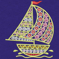Fancy Sailing Boat 09 machine embroidery designs
