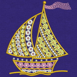 Fancy Sailing Boat 10 machine embroidery designs