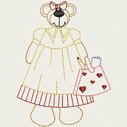 Vintage School Bear 09 machine embroidery designs