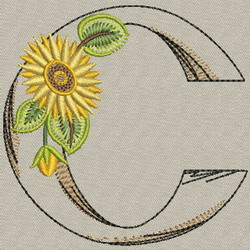 Sunflower Alphabet-C machine embroidery designs