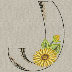 Sunflower Alphabet-J machine embroidery designs