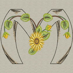 Sunflower Alphabet-M machine embroidery designs