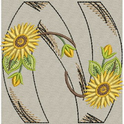 Sunflower Alphabet-N machine embroidery designs