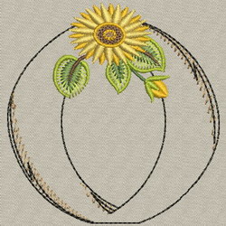 Sunflower Alphabet-O machine embroidery designs