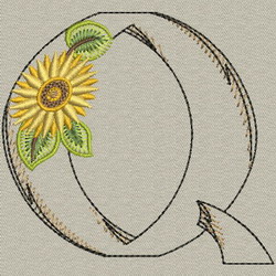 Sunflower Alphabet-Q machine embroidery designs