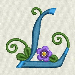 Flower Alphabet-l machine embroidery designs