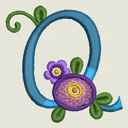 Flower Alphabet-q machine embroidery designs