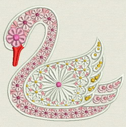 Fancy Floral Swan 01 machine embroidery designs