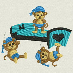 Monkey On Bed 09 machine embroidery designs