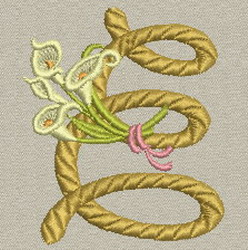 Calla lily Alphabet-E machine embroidery designs