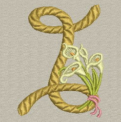Calla lily Alphabet-I machine embroidery designs