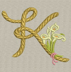 Calla lily Alphabet-K machine embroidery designs