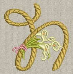 Calla lily Alphabet-N machine embroidery designs