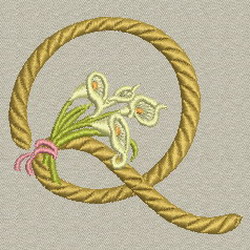 Calla lily Alphabet-Q machine embroidery designs