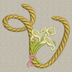 Calla lily Alphabet-V machine embroidery designs