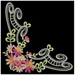 Elegant Flower Corners 01(Md) machine embroidery designs