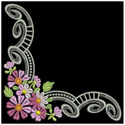 Elegant Flower Corners 02(Md) machine embroidery designs
