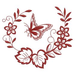 Redwork Floral Butterflies 02(Lg)