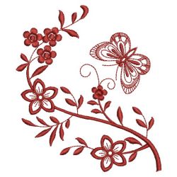 Redwork Floral Butterflies 03(Lg)