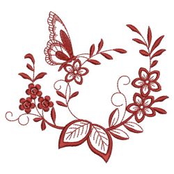 Redwork Floral Butterflies 04(Lg)