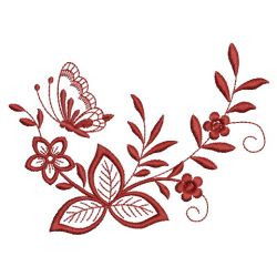 Redwork Floral Butterflies 05(Lg)