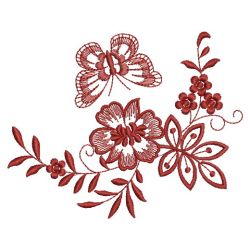 Redwork Floral Butterflies 08(Lg) machine embroidery designs