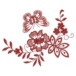 Redwork Floral Butterflies 08(Lg)